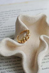 Garnet Twisted Croissant Ring 18k Gold Mamour Paris Jewelry