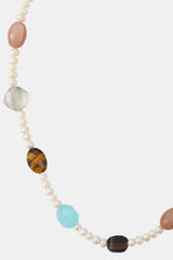 Diana Multi Gemstones & Pearl Choker Necklace Mamour Paris Jewellery