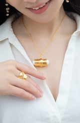  Elena Bold Pearl Talisman 18k gold necklace Mamour Paris Jewellery