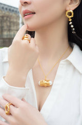  Elena Bold Pearl Talisman 18k gold necklace Mamour Paris Jewellery