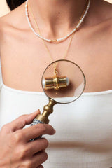  Elena Bold Pearl Talisman 18k gold necklace Mamour Paris Jewellery