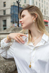 Gold Medallion Necklace | Long Chain Necklace | Mamour Paris