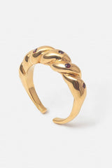 Garnet Twisted Croissant Ring 18k Gold Mamour Paris Jewelry