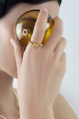 Garnet Twisted Croissant Ring 18k Gold Mamour Paris Jewelry