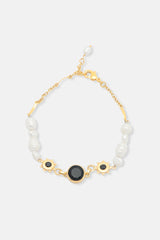 Vitoria Pearl and Black Onyx Bracelet Mamour Paris Jewellery